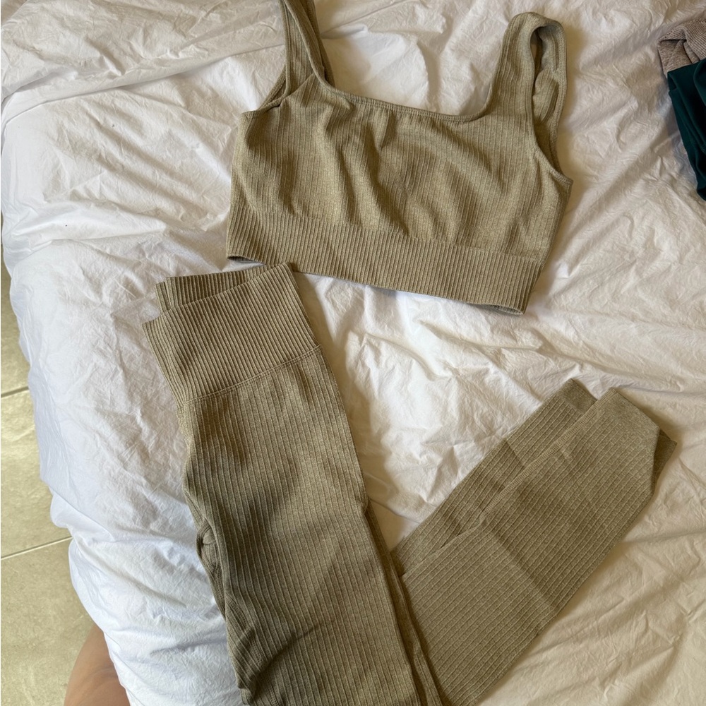 Ribbed Tan Matching Workout Set - image 5